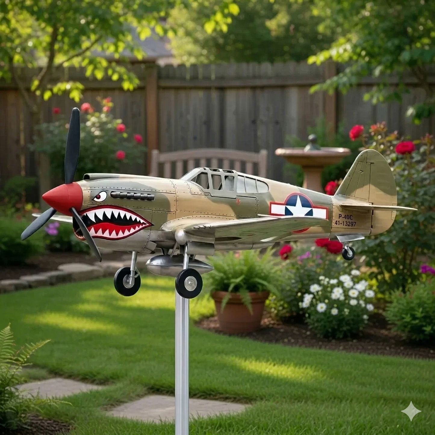 🛩️Shark Mouth Warplane Garden Wind Spinner