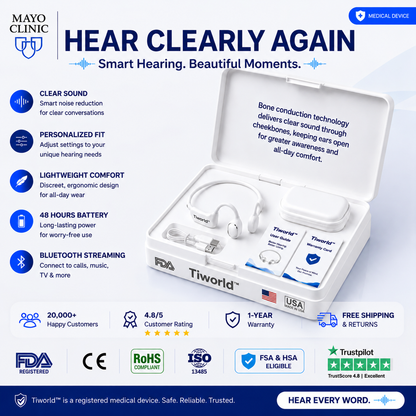 🔥 Final 2 Hours : Only Limited Stock Left🏆𝗧𝗶𝘄𝗼𝗿𝗹𝗱™ Bone Conduction Smart Hearing Headphones （Mayo Clinic Recommended）