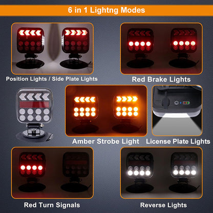 Wireless Magnetic Rechargeable LED Trailer Light Kit