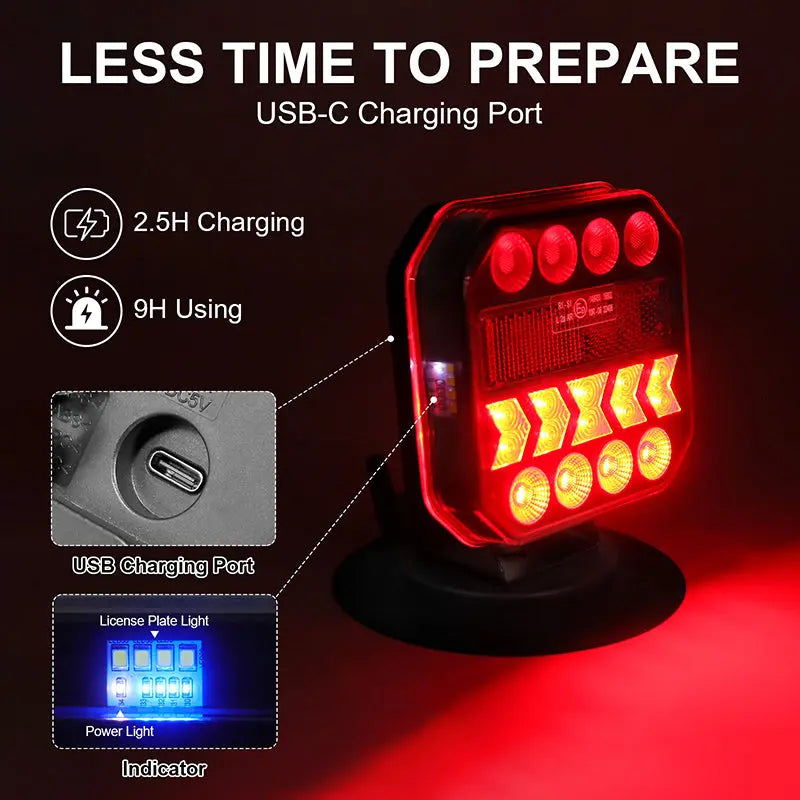 Wireless Magnetic Rechargeable LED Trailer Light Kit