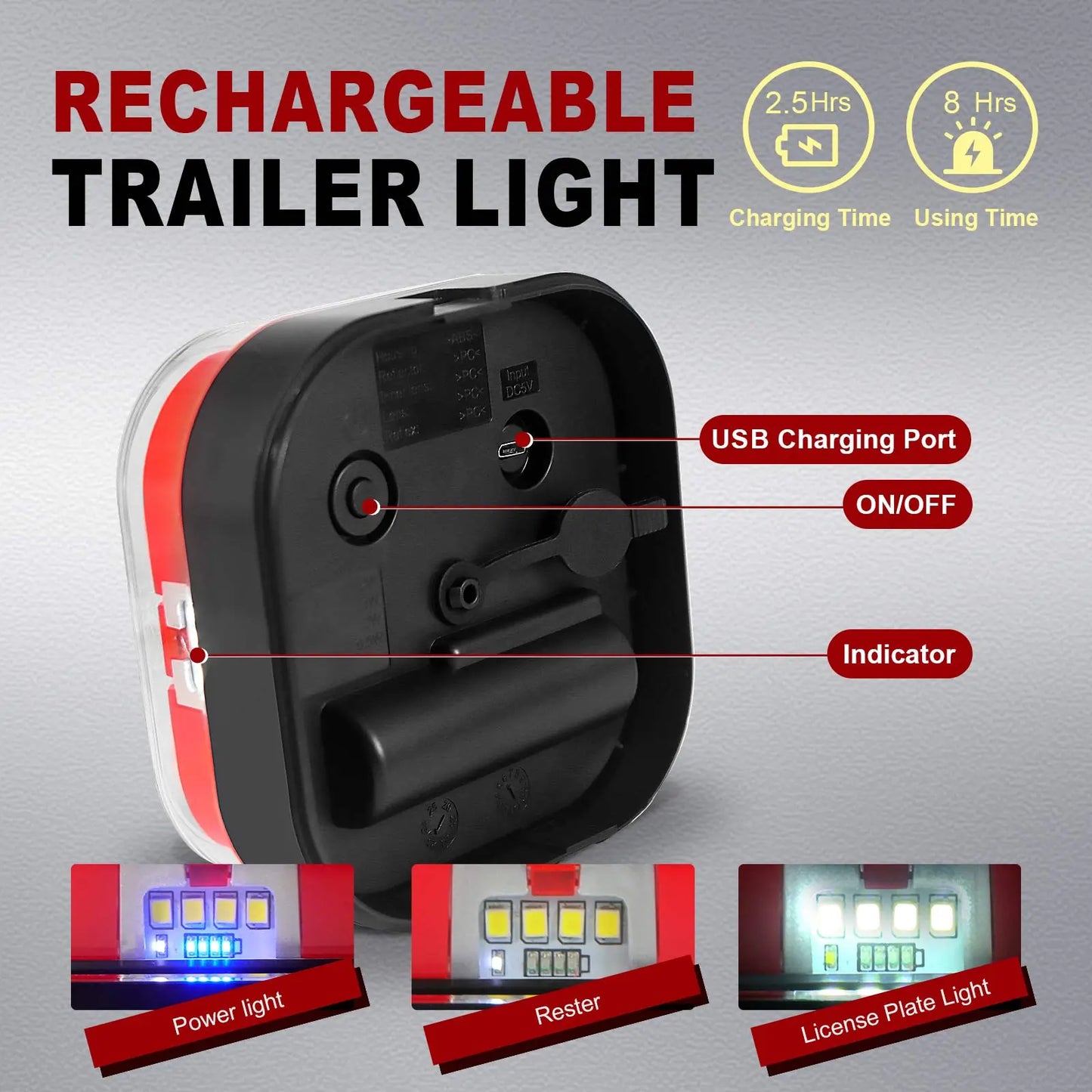 Universal Suction Cup & Magnetic Wireless Trailer Lights