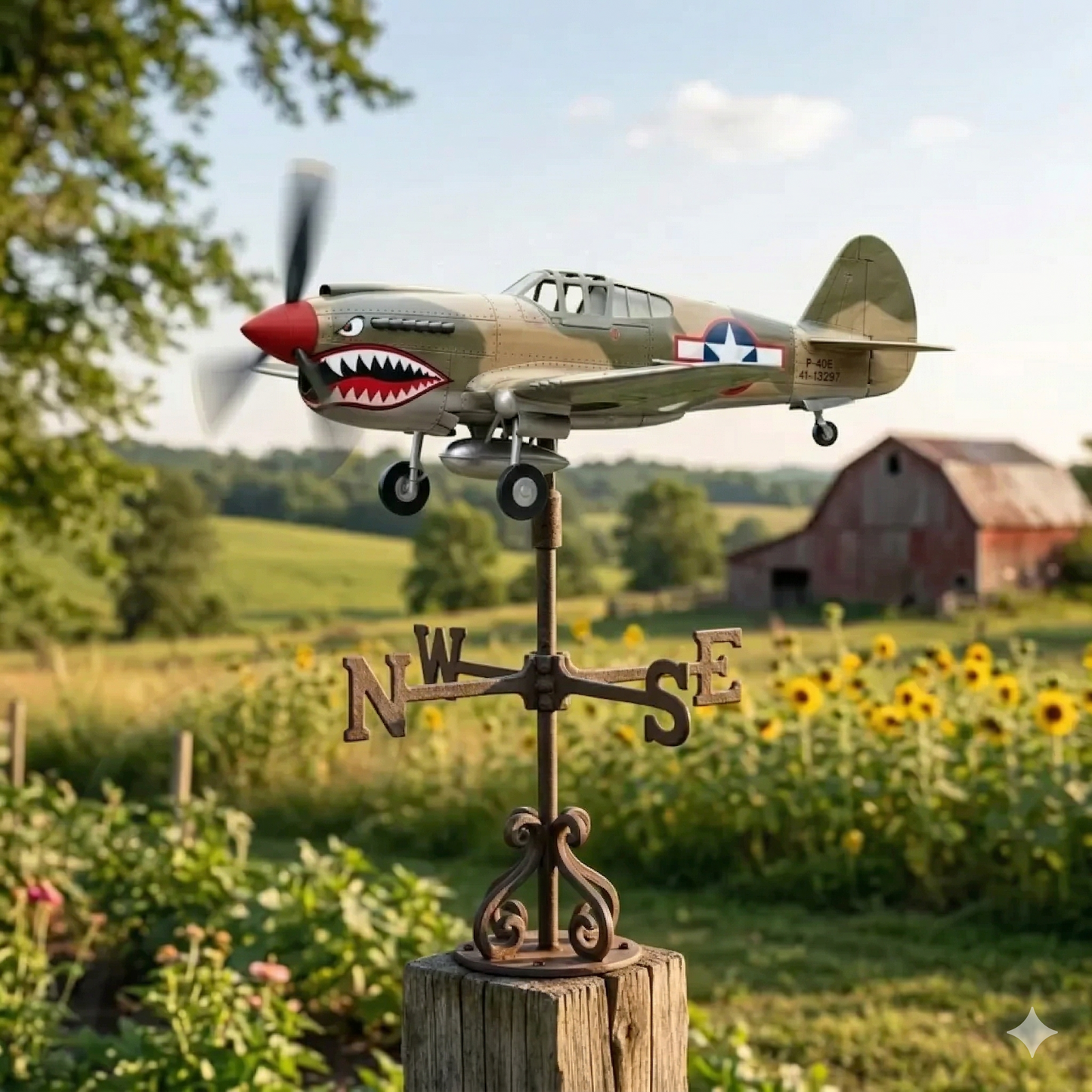 🛩️Shark Mouth Warplane Garden Wind Spinner