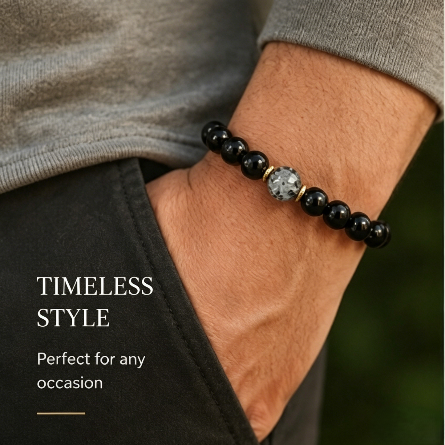 Obsidian & Black Tourmaline Bracelet - Manifestation & Protection Healing Crystal Beads Jewelry for Men & Women-JY