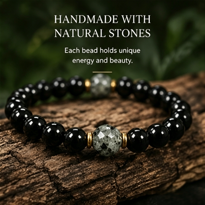 Obsidian & Black Tourmaline Bracelet - Manifestation & Protection Healing Crystal Beads Jewelry for Men & Women-JY
