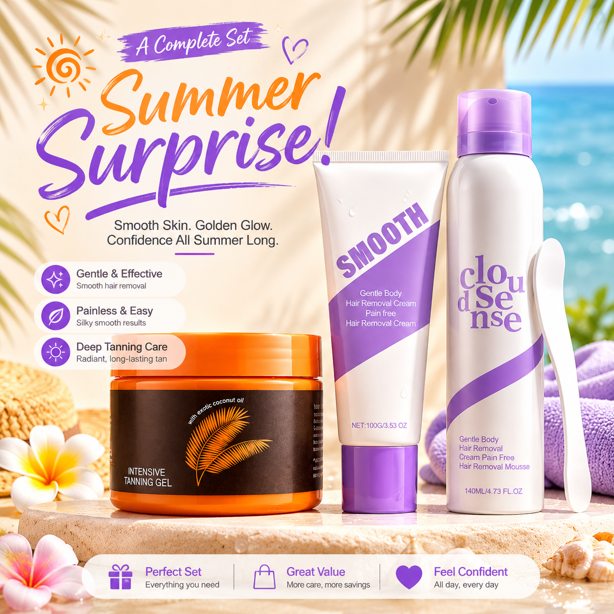 Gentle & Painless Hair Removal Cream Duo for Sensitive Skin