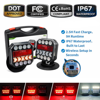 Wireless Magnetic Rechargeable LED Trailer Light Kit